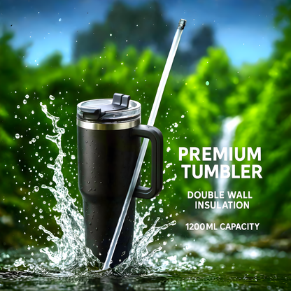 1200ML Stainless Steel Insulated Tumbler with Lid & Straw – Leakproof Travel Mug for Coffee, Water & Iced Tea