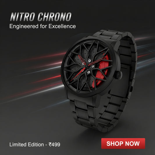 Men’s Car Wheel Spinning Stainless Steel Watch ⌚ | Quartz Movement | Scratch & Water Resistant